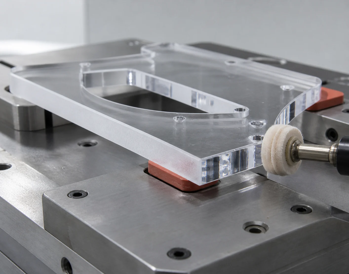 Edge polishing of a clear CNC-machined acrylic cover